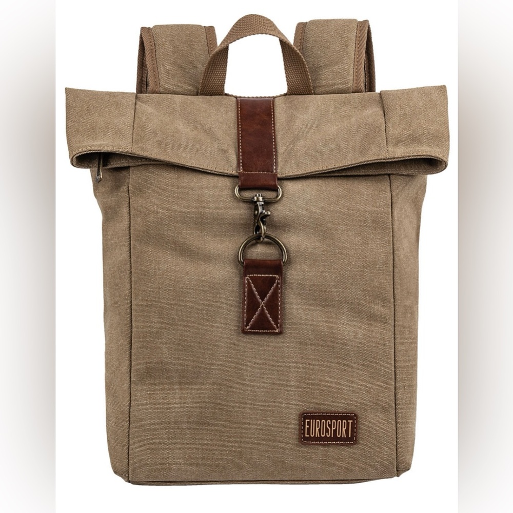 Eurosport Backpack Khaki Canvas 17" x 12" x 6" New B701